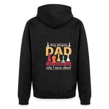 Chess Dad Papa Father Playing Chess - Unisex Premium Organic Zip Hoodie - black - Back - Nico (187cm)
