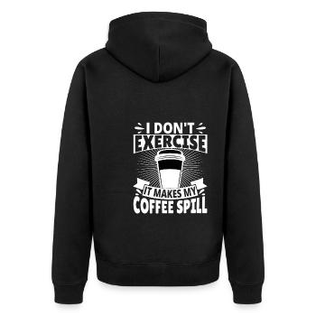 I don't exercise it makes my Coffee spill - Unisex Premium Organic Zip Hoodie - black - Back - Nico (187cm)