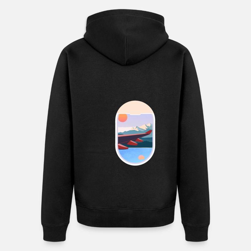 Airplane Window Voyage Paysage Nature - Veste à capuche bio Premium Unisexe - noir