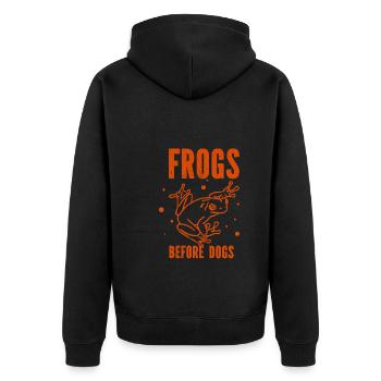 Frosch - Amphibie Tier - Unisex Premium Bio Zip Hoodie - Schwarz - Hinten - Nico (187cm)