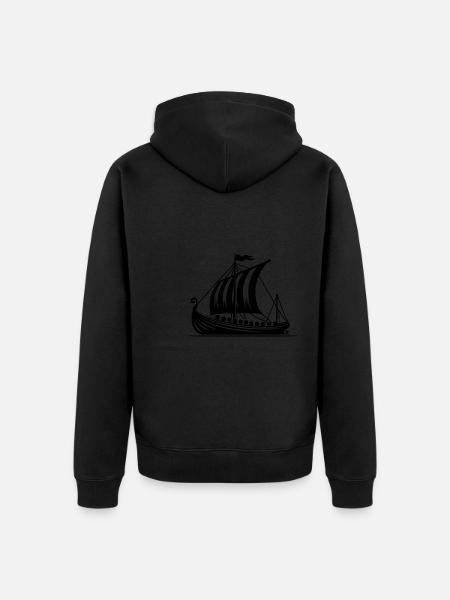 Drachenboot Wikinger Style Segel Design - Unisex Premium Bio Zip Hoodie - Schwarz