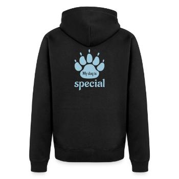 My dog is special - Unisex Premium Bio Zip Hoodie - Schwarz - Hinten - Nico (187cm)