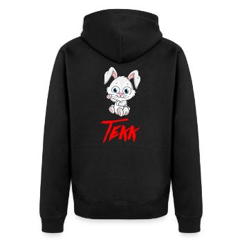 TEKK TEKKNO HARDTEKK TEKKE Süßer hase - Unisex Premium Bio Zip Hoodie - Schwarz - Hinten - Nico (187cm)
