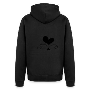 Herz Liebe Symbol form - Unisex Premium Bio Zip Hoodie - Schwarz - Hinten - Nico (187cm)