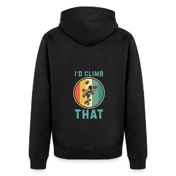 Bouldern Klettern Sportarten Turnhalle Wand - Unisex Premium Bio Zip Hoodie - Schwarz - Hinten - Nico (187cm)