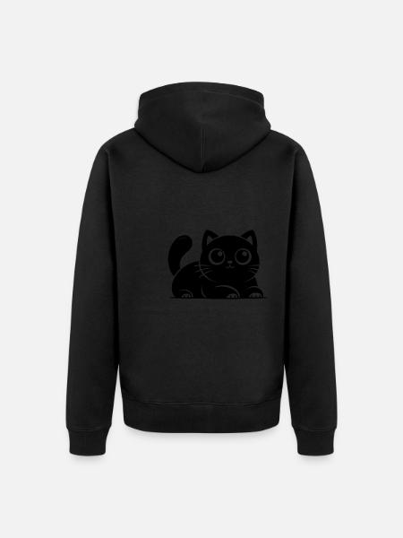 Süsse Glückskatze Katzen Zeichnung - Premium økologisk unisex-hættejakke - sort