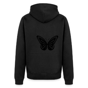 Élégant papillon géométrique vintage - Veste à capuche bio Premium Unisexe - noir - Dos - Nico (187cm)