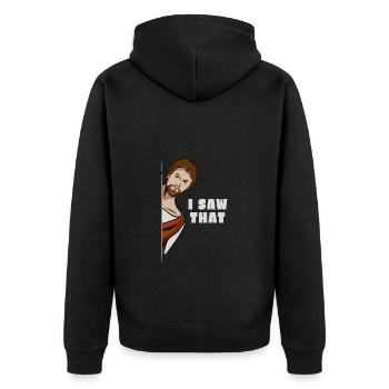 Jesus Meme Ich sah, dass Sarkasmus - Unisex Premium Bio Zip Hoodie - Schwarz - Hinten - Nico (187cm)