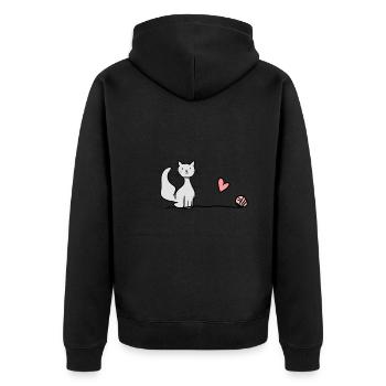 Chat Animal Symbole Coeur Laine Animaux De Compagnie - Veste à capuche bio Premium Unisexe - noir - Dos - Nico (187cm)