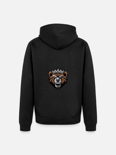Bear Head Crown - Unisex Premium Organic Zip Hoodie - black