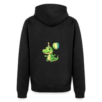 Alligator Birthday Comic - Unisex Premium Organic Zip Hoodie - black - Back - Nico (187cm)