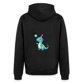 Dinosaur brontosaurus birthday comic - Unisex Premium Organic Zip Hoodie - black - Back - Nico (187cm)