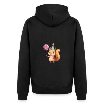 Bande dessinée d’anniversaire d’écureuil - Veste à capuche bio Premium Unisexe - noir - Dos - Nico (187cm)
