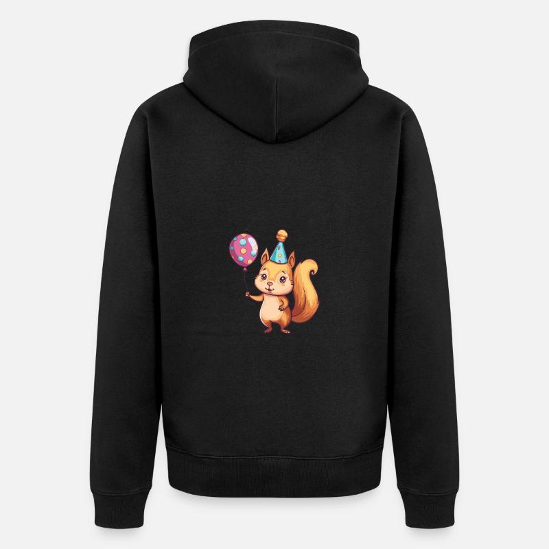 Bande dessinée d’anniversaire d’écureuil - Veste à capuche bio Premium Unisexe - noir