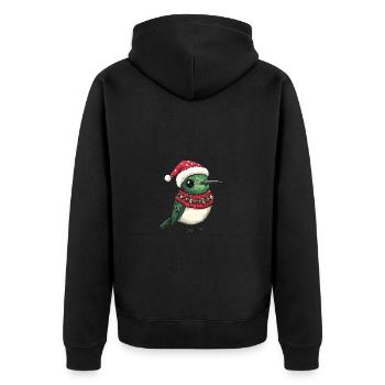 Colibri oiseau Noël bande dessinée - Veste à capuche bio Premium Unisexe - noir - Dos - Nico (187cm)