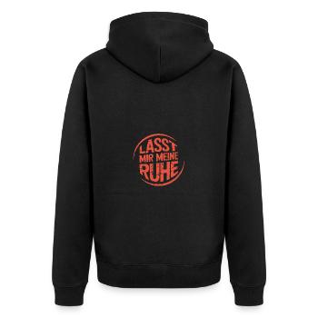 Lasst mir meine Ruhe - einfach in Ruhe lassen - Unisex Premium Bio Zip Hoodie - Schwarz - Hinten - Nico (187cm)
