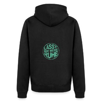 Lasst mir meine Ruhe - nicht stören - Unisex Premium Bio Zip Hoodie - Schwarz - Hinten - Nico (187cm)