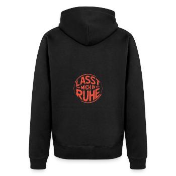Lasst mir meine Ruhe - einfach in Ruhe lassen - Unisex Premium Bio Zip Hoodie - Schwarz - Hinten - Nico (187cm)