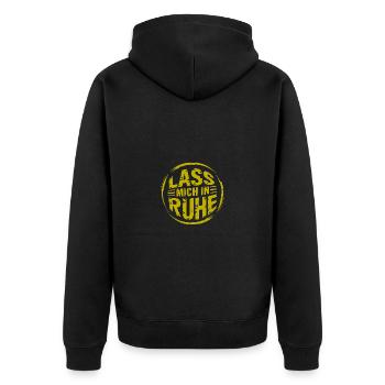 Lasst mir meine Ruhe - nicht stören - Unisex Premium Bio Zip Hoodie - Schwarz - Hinten - Nico (187cm)