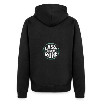 Lasst mir meine Ruhe - nicht stören - Unisex Premium Bio Zip Hoodie - Schwarz - Hinten - Nico (187cm)