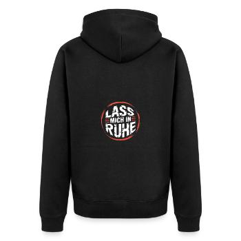 Lasst mir meine Ruhe - nicht stören - Unisex Premium Bio Zip Hoodie - Schwarz - Hinten - Nico (187cm)