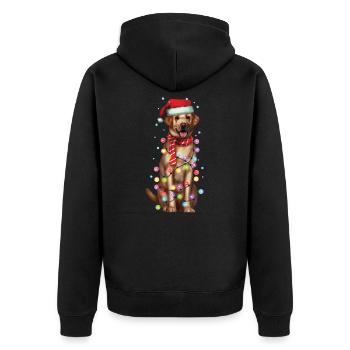 Christmas Funny Labrador Santa Dog Xmas Gift - Unisex Premium Organic Zip Hoodie - black - Back - Nico (187cm)