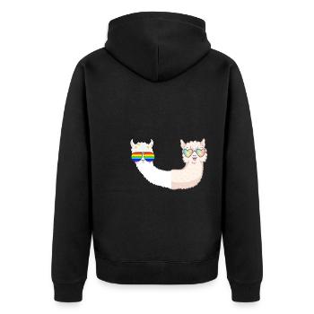 coole Lamas mit Sonnebrillen - Unisex Premium Bio Zip Hoodie - Schwarz - Hinten - Nico (187cm)
