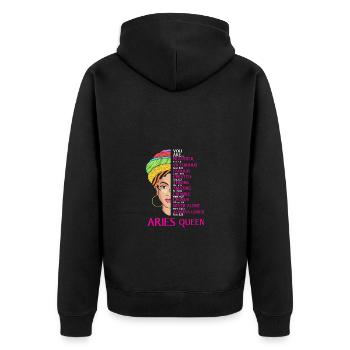 Sternzeichen Widder - Unisex Premium Bio Zip Hoodie - Schwarz - Hinten - Nico (187cm)