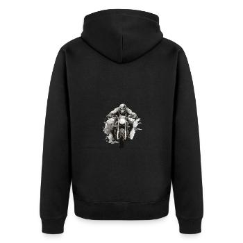 Gorilla Motorrad Biker Beast - Unisex Premium Bio Zip Hoodie - Schwarz - Hinten - Nico (187cm)