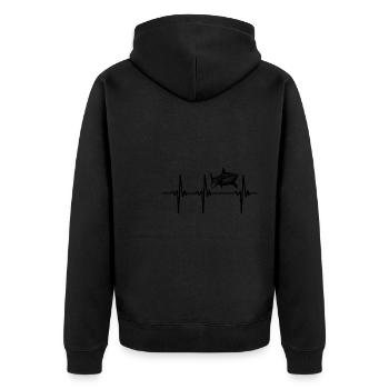 Heartbeat for sharks - Unisex Premium Organic Zip Hoodie - black - Back - Nico (187cm)