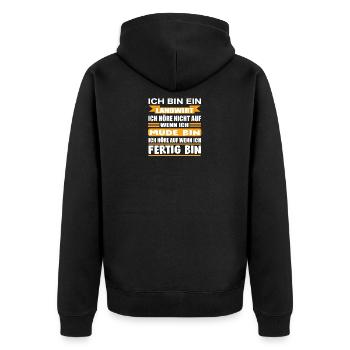 Landwirt Bauer Geschenkidee - Unisex Premium Bio Zip Hoodie - Schwarz - Hinten - Nico (187cm)