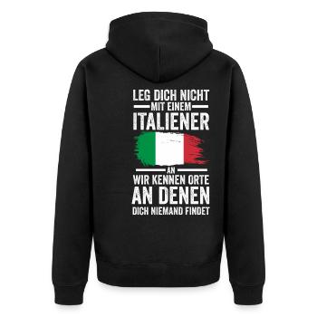 Italia Italien Italiener Italienisches - Unisex Premium Bio Zip Hoodie - Schwarz - Hinten - Nico (187cm)