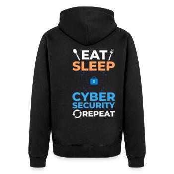 Cyber Security Information Computer Sicherheit - Unisex Premium Bio Zip Hoodie - Schwarz - Hinten - Nico (187cm)