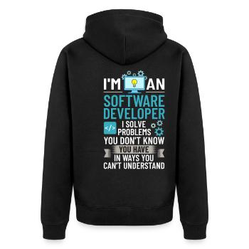 Développeur de logiciels de développement de logiciels - Veste à capuche bio Premium Unisexe - noir - Dos - Nico (187cm)