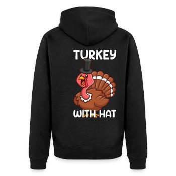 Cadeau de célébration de la fête de la dinde de Thanksgiving - Veste à capuche bio Premium Unisexe - noir - Dos - Nico (187cm)
