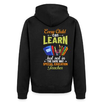 Special education Special education Promoting special needs - Unisex Premium Organic Zip Hoodie - black - Back - Nico (187cm)