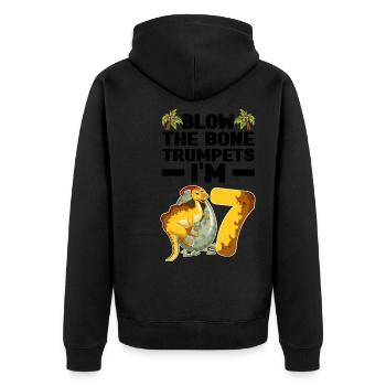 Kindergeburtstag Dinosaurier - Unisex Premium Bio Zip Hoodie - Schwarz - Hinten - Nico (187cm)