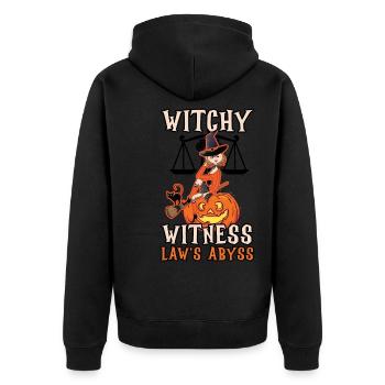 Hexe Zeuge Abgrund des Gesetzes Gruselige Anwältin - Unisex Premium Bio Zip Hoodie - Schwarz - Hinten - Nico (187cm)
