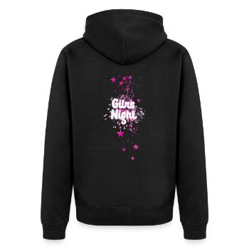 girls night,sterne,rosa,pink,girly, - Unisex Premium Bio Zip Hoodie - Schwarz - Hinten - Nico (187cm)