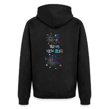 Neuahr, coloré, étoiles, feux d’artifice, réveillon du Nouvel An, - Veste à capuche bio Premium Unisexe - noir - Dos - Nico (187cm)