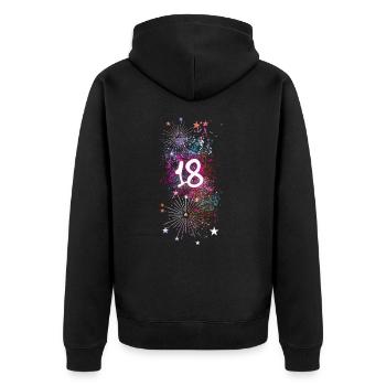 18,birthday,18 years, fireworks, graffiti - Unisex Premium Organic Zip Hoodie - black - Back - Nico (187cm)