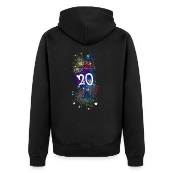 20,birthday,20 years, fireworks, graffiti - Unisex Premium Organic Zip Hoodie - black - Back - Nico (187cm)