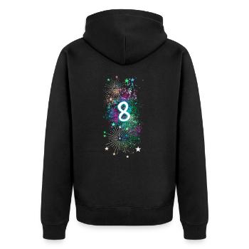 8,Geburtstag,8 Jahre , Feuerwerk, Graffiti - Unisex Premium Bio Zip Hoodie - Schwarz - Hinten - Nico (187cm)
