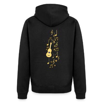 Musique,Clef,Stars,Or,Guitare - Veste à capuche bio Premium Unisexe - noir - Dos - Nico (187cm)