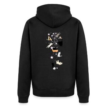Chats,Chat,Étoiles,illustration - Veste à capuche bio Premium Unisexe - noir - Dos - Nico (187cm)