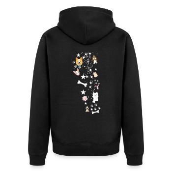 Hundepfote, Hunde,hund, Sterne, illustration - Unisex Premium Bio Zip Hoodie - Schwarz - Hinten - Nico (187cm)