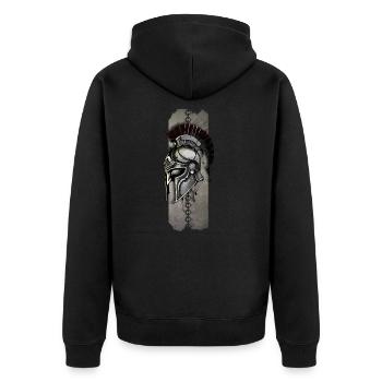 Guardian of Valor: Spartan Helmet - Unisex Premium Organic Zip Hoodie - black - Back - Nico (187cm)