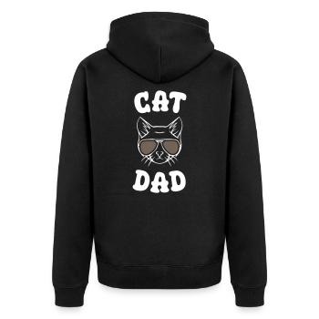 Cat Dad - Unisex Premium Bio Zip Hoodie - Schwarz - Hinten - Nico (187cm)