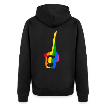 Colorful yoga in flexible pose - Unisex Premium Organic Zip Hoodie - black - Back - Nico (187cm)