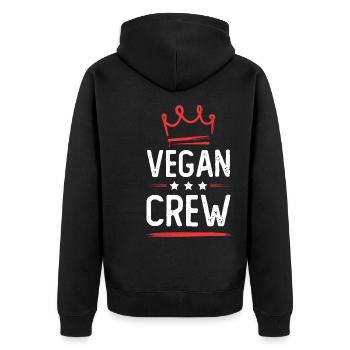 Vegan Crew - Unisex Premium Organic Zip Hoodie - black - Back - Nico (187cm)